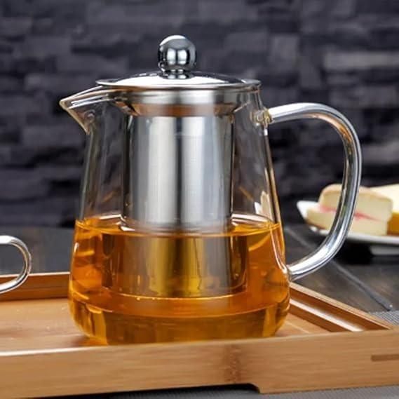 Round Glass Tea Pot with Heat Resistant Handle